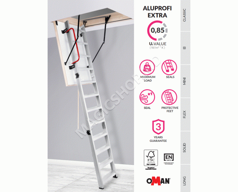 Scara mansarda ALU PROFI Extra 120x70x290